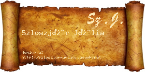 Szloszjár Júlia névjegykártya